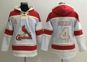 Wholesale Cheap Cardinals #4 Yadier Molina White Sawyer Hooded Sweatshirt MLB Hoodie