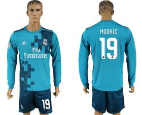 Wholesale Cheap Real Madrid #19 Modric Sec Away Long Sleeves Soccer Club Jersey