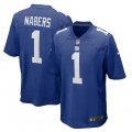 Cheap Men's New York Giants #1 Malik Nabers Royal 2024 First Round Pick Football Stitched Game Jersey