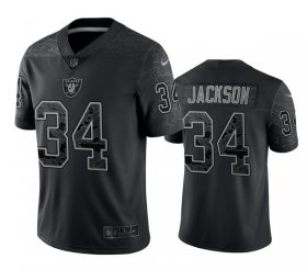 Wholesale Cheap Men\'s Las Vegas Raiders #34 Bo Jackson Black Reflective Limited Stitched Football Jersey