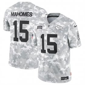 Men\'s Kansas City Chiefs #15 Patrick Mahomes 2024 Arctic Camo Salute To Service Limited Stitched Football Jersey