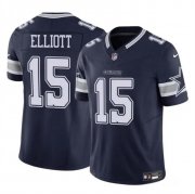 Cheap Men's Dallas Cowboys #15 Ezekiel Elliott Navy 2023 F.U.S.E Vapor Untouchable Limited Football Stitched Jersey