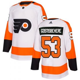 Wholesale Cheap Adidas Flyers #53 Shayne Gostisbehere White Road Authentic Stitched Youth NHL Jersey