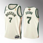 Wholesale Cheap Men's Boston Celtics #7 Jaylen Brown 2024 Finals Champions City Edition Stitched Basketball Jersey