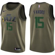 Wholesale Cheap Nike Jazz #15 Derrick Favors Green Salute to Service NBA Swingman Jersey