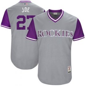 Wholesale Cheap Rockies #27 Trevor Story Gray \"Joe\" Players Weekend Authentic Stitched MLB Jersey