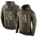 Wholesale Cheap NFL Men's Nike Jacksonville Jaguars #14 Justin Blackmon Stitched Green Olive Salute To Service KO Performance Hoodie