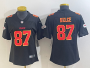 Cheap Women's Kansas City Chiefs #87 Travis Kelce Black Fashion Vapor Limited Stitched Jersey