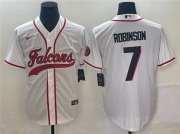 Wholesale Cheap Men's Atlanta Falcons #7 Bijan Robinson White With Patch Cool Base Stitched Baseball Jersey