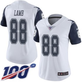 Wholesale Cheap Nike Cowboys #88 CeeDee Lamb White Women\'s Stitched NFL Limited Rush 100th Season Jersey