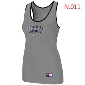 Wholesale Cheap Women\'s Nike Boston Red Sox Tri-Blend Racerback Stretch Tank Top Light Grey