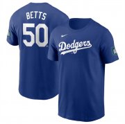 Cheap Men's Los Angeles Dodgers #50 Mookie Betts Royal 2024 World Tour Seoul Series Name & Number T-Shirt