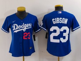 Women\'s Los Angeles Dodgers #23 Kirk Gibson Number Blue Cool Base Stitched Jersey