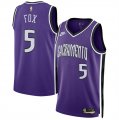 Cheap Men's Sacramento Kings #5 De'Aaron Fox Purple 2024-25 Classic Edition Swingman Stitched Basketball Jersey