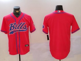 Cheap Men\'s Buffalo Bills Red Team Blank Cool Base Stitched Baseball Jersey