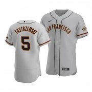 Wholesale Cheap Men's San Francisco Giants #5 Mike Yastrzemski Gray Flex Base Nike Jersey