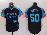 Men's Los Angeles Dodgers #50 Mookie Betts Number Navy 2024 All Star Limited Stitched Jersey