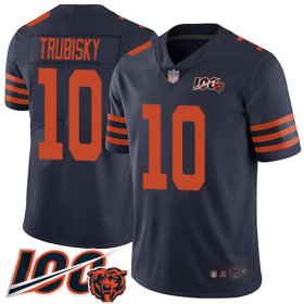 Wholesale Cheap Nike Bears #10 Mitchell Trubisky Navy Blue Alternate Men\'s Stitched NFL 100th Season Vapor Limited Jersey