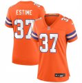 Cheap Women's Denver Broncos #37 Audric Estime Orange Mile High Collection 1977 Throwback Football Stitched Jersey(Run Small)