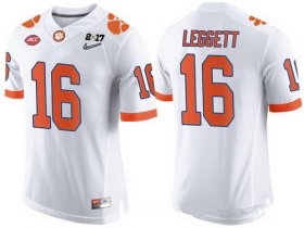 Wholesale Cheap Men\'s Clemson Tigers #16 Jordan Leggett White 2017 Championship Game Patch Stitched CFP Nike Limited Jersey