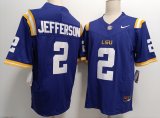 Cheap Men's LSU Tigers #2 Justin Jefferson Purple FUSE College Stitched Jersey