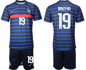 Wholesale Cheap Men 2020-2021 European Cup France home blue 19 Soccer Jersey