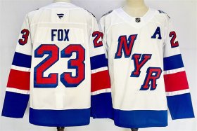 Cheap Men\'s New York Rangers #23 Adam Fox White 2024-25 Stadium Series Stitched Jersey