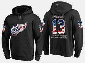 Wholesale Cheap Red Wings #13 Pavel Datsyuk NHL Banner Wave Usa Flag Black Hoodie