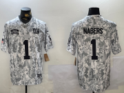 Cheap Men's New York Giants #1 Malik Nabers 2024 F.U.S.E Arctic Camo Salute To Service Limited Stitched Football Jersey