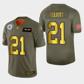 Wholesale Cheap Dallas Cowboys #21 Ezekiel Elliott Men\'s Nike Olive Gold 2019 Salute to Service Limited NFL 100 Jersey