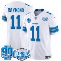 Cheap Men's Detroit Lions #11 Kalif Raymond White 2024 NFC North Champions 90th Anniversary Patch F.U.S.E. Vapor Limited Stitched Jersey