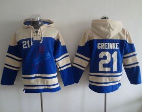 Wholesale Cheap Dodgers #21 Zack Greinke Blue Sawyer Hooded Sweatshirt MLB Hoodie