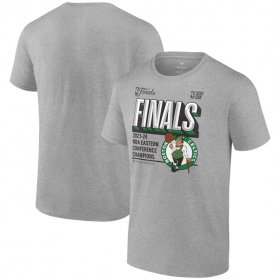 Wholesale Cheap Men\'s Boston Celtics Heather Gray 2024 Eastern Conference Champions Locker Room T-Shirt