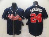 Wholesale Cheap Men Atlanta Braves 24 Sanders Blue Game Nike MLB Jerseys