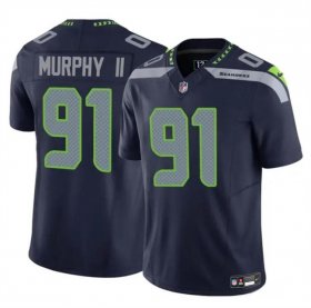 Cheap Men\'s Seattle Seahawks #91 Byron Murphy II Navy 2024 Draft F.U.S.E Vapor Limited Football Stitched Jersey