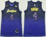 Cheap Men's Los Angeles Lakers #4 Dalton Knecht Purple 2024 City Edition Swingman Stitched Jersey