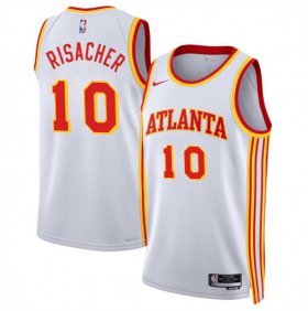 Men\'s Atlanta Hawks #10 Zaccharie Risacher White 2024 Draft Association Edition Stitched Jersey