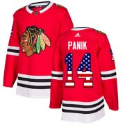 Wholesale Cheap Adidas Blackhawks #14 Richard Panik Red Home Authentic USA Flag Stitched NHL Jersey