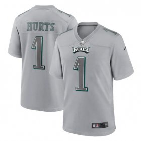 Wholesale Cheap Men\'s Philadelphia Eagles #1 Jalen Hurts Gray Atmosphere Fashion Stitched Game Jersey