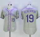 Wholesale Cheap Rockies #19 Charlie Blackmon Grey Flexbase Authentic Collection Stitched MLB Jersey