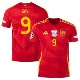 Men\'s Spain Team #9 Gavi Scarlet 2024 Home Soccer Jersey