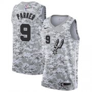 Wholesale Cheap Men's Nike San Antonio Spurs #9 Tony Parker White Camo Basketball Swingman Earned Edition Jersey