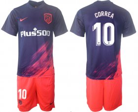 Wholesale Cheap Men 2021-2022 Club Atletico Madrid away purple 10 Soccer Jersey