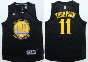 Wholesale Cheap Men\'s Golden State Warriors #11 Klay Thompson Revolution 30 Swingman 2014 New Black With Gold Jersey