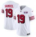 Cheap Men's San Francisco 49ers #19 Deebo Samuel New White 2024 F.U.S.E. Super Bowl LVIII Patch Vapor Untouchable Limited Football Stitched Jersey