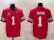 Cheap Men's Ohio State Buckeyes #1 Quinshon Judkins Red 2025 CFP Final With National Champions Patch F.U.S.E. Vapor Limited Stitched Football Jersey