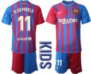 Wholesale Cheap Youth 2021-2022 Club Barcelona home red 11 Nike Soccer Jerseys