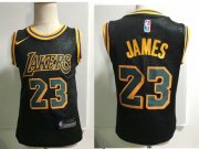 Cheap Los Angeles Lakers #23 LeBron James Black Toddlers Jersey