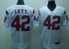 Wholesale Cheap USC Trojans #42 Lott White Jersey