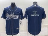 Wholesale Cheap Men's Dallas Cowboys Navy Blue Team Big Logo With Patch Cool Base Stitched Baseball Jersey